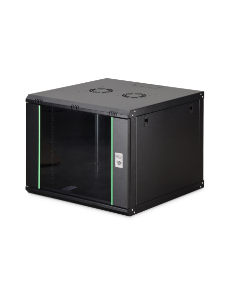 Szafa Sieciowa Wisząca Dynamic 19" 9U Rack 600X600, Drzwi Szyba, Czarny, Niedzielona, Złożona, 60Kg