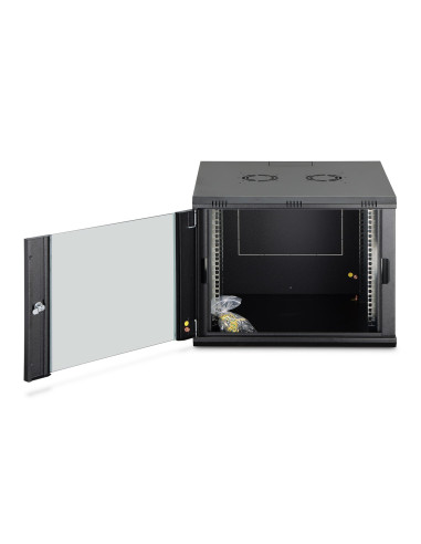 Szafa Sieciowa Wisząca Dynamic 19" 9U Rack 600X600, Drzwi Szyba, Czarny, Niedzielona, Złożona, 60Kg