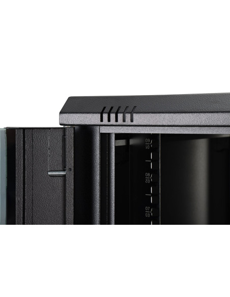 Szafa Sieciowa Wisząca Dynamic 19" 9U Rack 600X600, Drzwi Szyba, Czarny, Niedzielona, Złożona, 60Kg