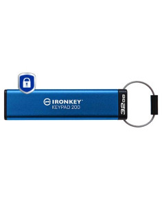 Kingston Technology Ironkey Keypad 200 Pamięć Usb 32 Gb Usb Typu-A 3.2 Gen 1 (3.1 Gen 1) Niebieski