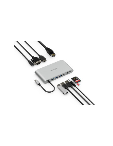 Kensington Przenośna Stacja Dokująca Uh1440P, Usb-C, 5 Gb/S, Podwójne Wideo, Nie Wymaga Sterowników, Zasilanie