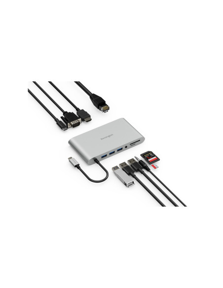 Kensington Przenośna Stacja Dokująca Uh1440P, Usb-C, 5 Gb/S, Podwójne Wideo, Nie Wymaga Sterowników, Zasilanie
