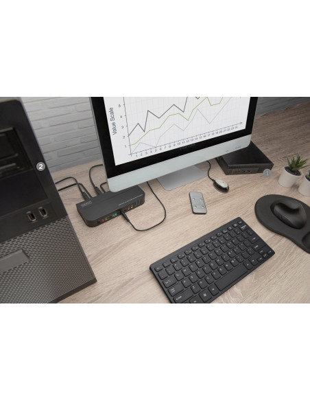 Digitus Przełącznik Kvm, 2 X 1 Hdmi, Wyjście Hdmi, Usb, 4K X 2K Przy 60 Hz