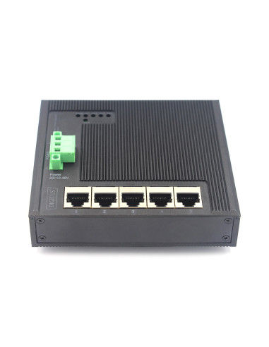 Digitus 5-Portowy Przełącznik Sieciowy Gigabit Ethernet, Płaski, Przemysłowy, Niezarządzany