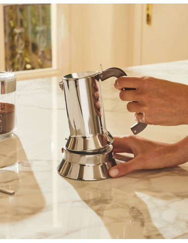 Alessi 9090/3 Ekspres Do Kawy 3 Filiżanki Do Indukcji Ze Stali Nierdzewnej
