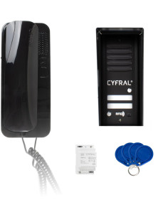 Domofon Cyfral Cosmo 2-Lokatorki Czarna Kaseta Czarne Unifony