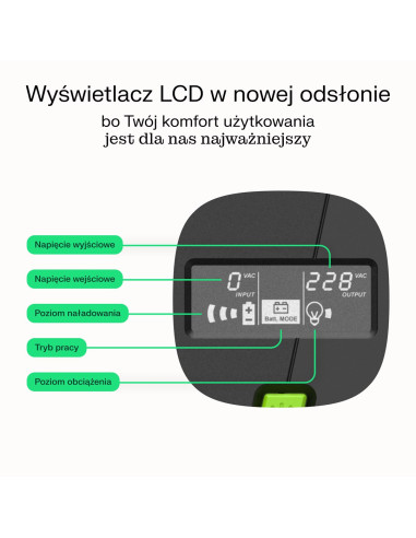 Green Cell Ups Powerproof 900W/1500Va Modyfikowana Sinusoida