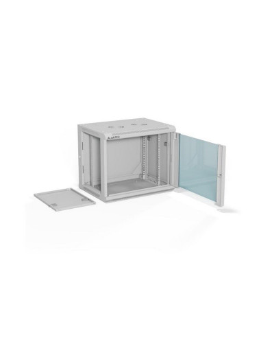 Alantec Szafa Wisząca 19" 9U 600X450, Drzwi Szklane, Kolor Szary, Do Samodzielnego Montażu - Flat Pack (Sw-9U-600-450-01-Sf)