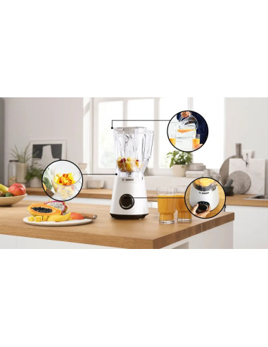 Blender Bosch Mmb6141W Vitapower Seria 4 Blat Stołu 1200 W Materiał Słoika Tritan Pojemność Słoika 1,5 L Biały