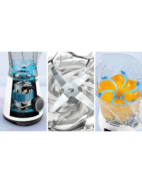 Blender Bosch Mmb6141W Vitapower Seria 4 Blat Stołu 1200 W Materiał Słoika Tritan Pojemność Słoika 1,5 L Biały