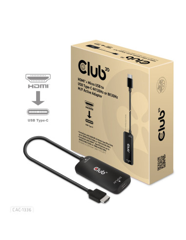 Club3D Cac-1336 Adapter Kablowy 1 M Hdmi + Usb Usb Type-C Czarny