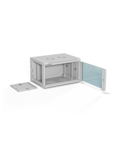 Alantec Szafa Wisząca 19" 6U 600X450, Drzwi Szklane, Kolor Szary, Do Samodzielnego Montażu - Flat Pack (Sw-6U-600-450-01-Sf)