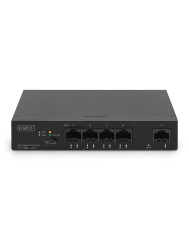 Digitus Przełącznik Gigabit Ethernet Poe, 4 Porty Poe + 1 Port Uplink, Dostępna Moc Zasilania Poe: 60 W