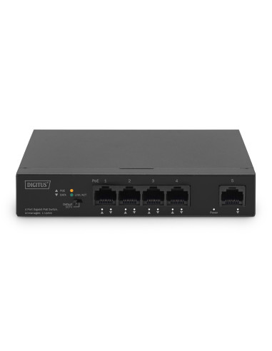Digitus Przełącznik Gigabit Ethernet Poe, 4 Porty Poe + 1 Port Uplink, Dostępna Moc Zasilania Poe: 60 W