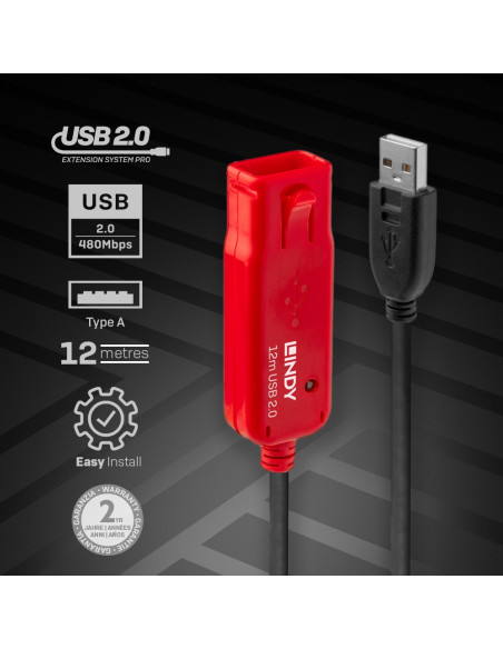 Lindy 42782 Kabel Usb Usb 2.0 12 M Usb A Czarny