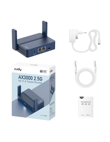 Cudy Ax3000 Router Bezprzewodowy Gigabit Ethernet Niebieski