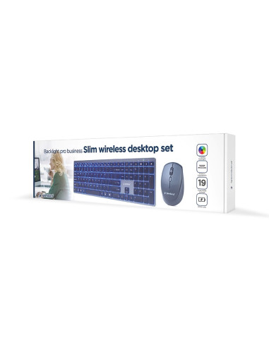 Gembird Kbs-Eclipse-M500 Klawiatura Dołączona Myszka Rf Wireless Qwerty Us English Czarny