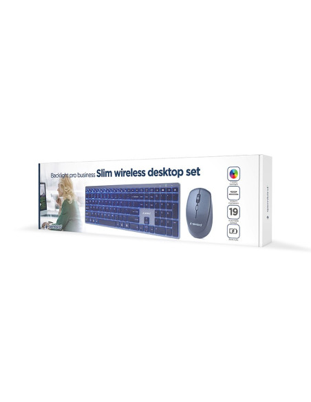 Gembird Kbs-Eclipse-M500 Klawiatura Dołączona Myszka Rf Wireless Qwerty Us English Czarny