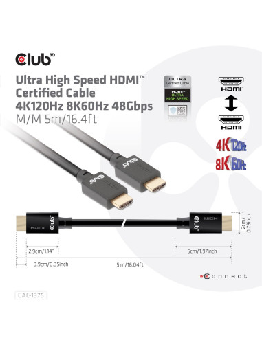 Club3D Cac-1375 Kabel Hdmi 5 M Hdmi Typu A (Standard) Czarny