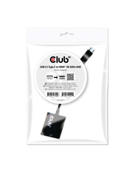 Club3D Usb 3.1 Type C To Hdmi 2.0 Uhd 4K 60Hz Active Adapter