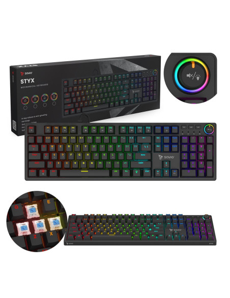 Savio Klawiatura Mechaniczna Styx Outemu Blue, Hot Swap, Rgb