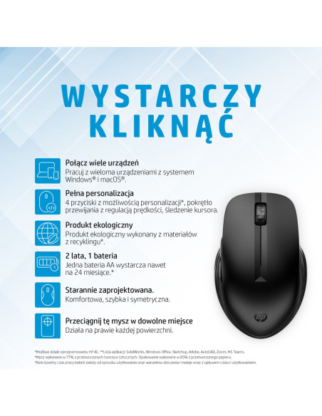 Hp Mysz Bezprzewodowa 435 Multi-Device 3B4Q5Ut
