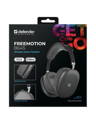Defender Słuchawki Nauszne Bluetooth Freemotion B645 Czarne 63645