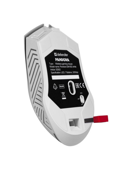 Defender Mysz Bezprzewodowa Pandora Gm-502 Rf 3200Dpi 7P Biała 52502