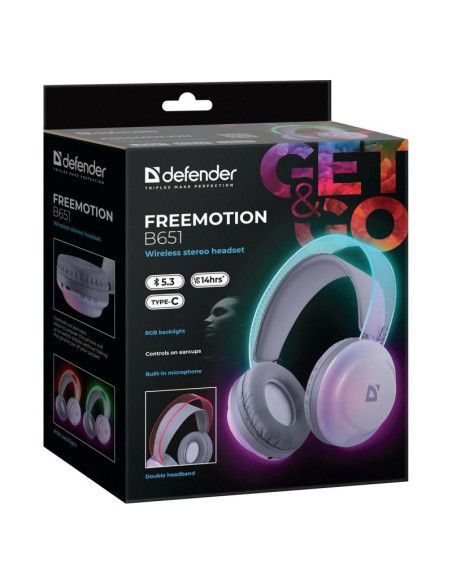 Defender Słuchawki Nauszne Bluetooth Freemotion B651 63651
