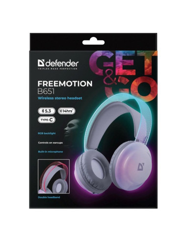 Defender Słuchawki Nauszne Bluetooth Freemotion B651 63651