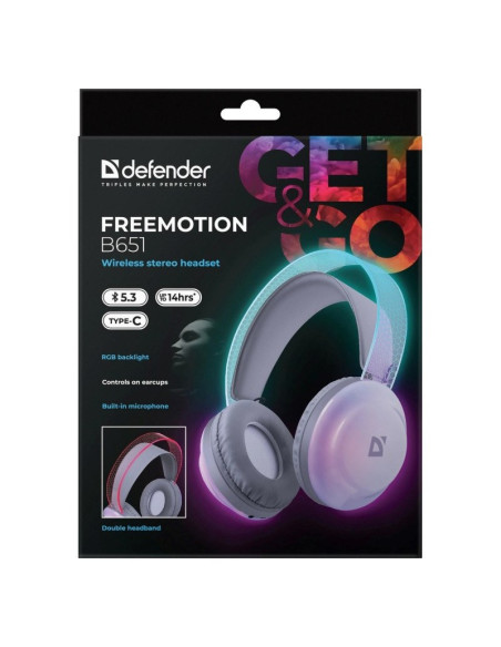 Defender Słuchawki Nauszne Bluetooth Freemotion B651 63651