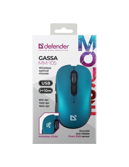 Defender Mysz Bezprzewodowa Gassa Mm-105 Rf Silent Click Niebieska 52102