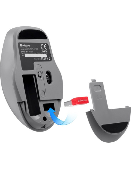 Defender Mysz Bezprzewodowa Feam Mm-296 Rf Silent Click Mietowa 52294