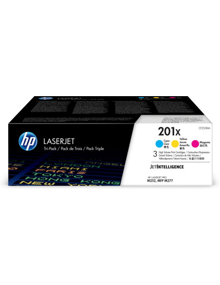 Hp 201X – Zestaw 3 Oryginalnych Wkładów Z Tonerem Laserjet Xl, Błękitny/Purpurowy/Żółty