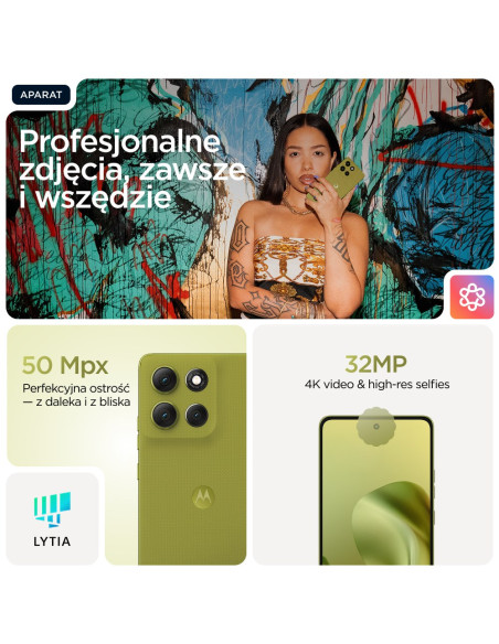 Telefon Motorola Moto G86 5G, 16,9 Cm (6.67"), 8 Gb Ram, 256 Gb Pamięci, Aparat 50 Mp, Android 15, Kolor Zielony