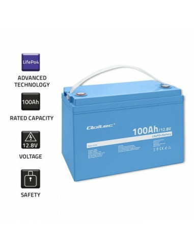 Qoltec 53705 Akumulator Samochodowy Litowo-Żelazowo-Fosforanowy (Lifepo4) 100 Ah 12,8 V 100 A Samochód