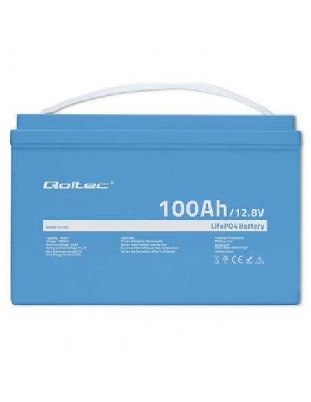 Qoltec 53705 Akumulator Samochodowy Litowo-Żelazowo-Fosforanowy (Lifepo4) 100 Ah 12,8 V 100 A Samochód