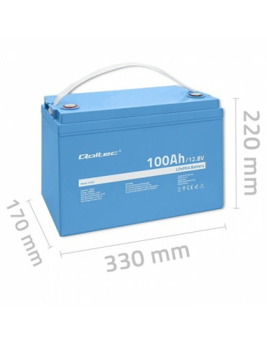 Qoltec 53705 Akumulator Samochodowy Litowo-Żelazowo-Fosforanowy (Lifepo4) 100 Ah 12,8 V 100 A Samochód