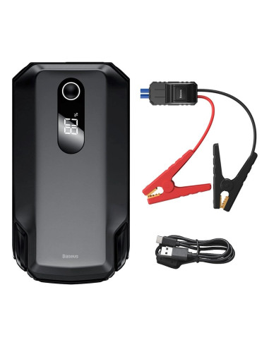 Baseus Powerbank Power Starter Jump Starter Urządzenie Rozruchowe Booster 20000Mah 12V (2000A / 1000A) + Kable Krokodylki Czarny