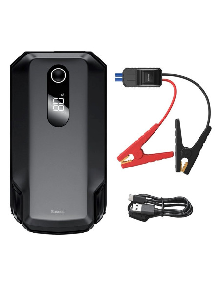 Baseus Powerbank Power Starter Jump Starter Urządzenie Rozruchowe Booster 20000Mah 12V (2000A / 1000A) + Kable Krokodylki Czarny