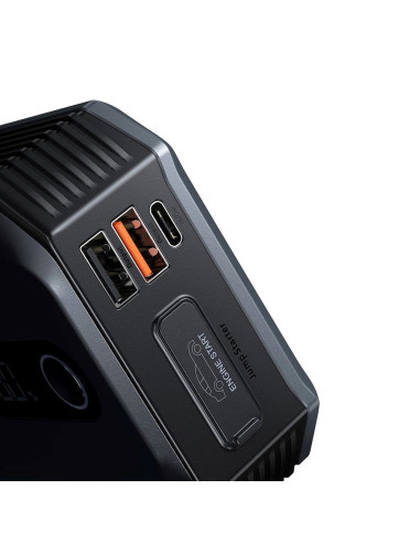 Baseus Powerbank Power Starter Jump Starter Urządzenie Rozruchowe Booster 20000Mah 12V (2000A / 1000A) + Kable Krokodylki Czarny