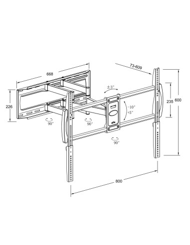 Montis Uchwyt Do Telewizora 37"-105" Max-75Kg Mt162 Denali / Czarny Big Screen Tv.