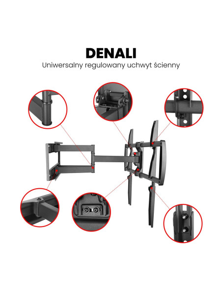 Montis Uchwyt Do Telewizora 37"-105" Max-75Kg Mt162 Denali / Czarny Big Screen Tv.