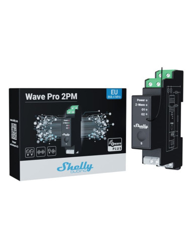 Shelly Wave Pro 2Pm 2-Kanałowy Przekaźnik Na Szynę Din Z Pomiarem Energii Shelly Qubino