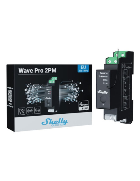 Shelly Wave Pro 2Pm 2-Kanałowy Przekaźnik Na Szynę Din Z Pomiarem Energii Shelly Qubino