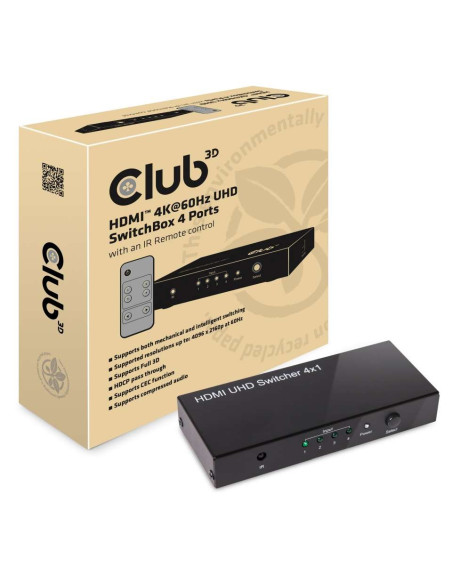 Club3D Hdmi 2.0 Uhd Switchbox 4 Ports