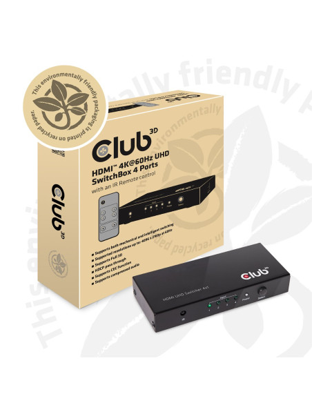 Club3D Hdmi 2.0 Uhd Switchbox 4 Ports