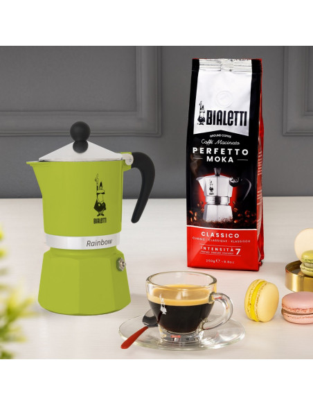 Bialetti Rainbow Kawiarka Moka Czarny, Zielony