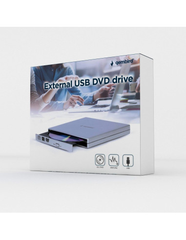 Gembird Zewnętrzna Nagrywarka Dvd 8X, Cd 24X Usb 2.0 Srebrna