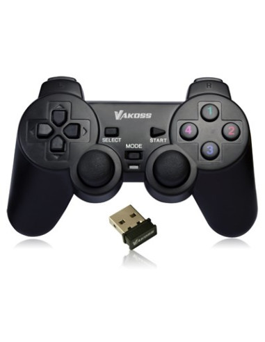 Vakoss Gamepad Bezprzewodowy Usb Z Funkcją Dual Shock, Pc/Ps3, Tryb Cyfrowy I Analogowy,  Gp-4705Bk Czarny